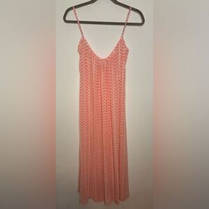 Josa Tulum EUC pink/whitee patterned sheer beach cover up dress one size